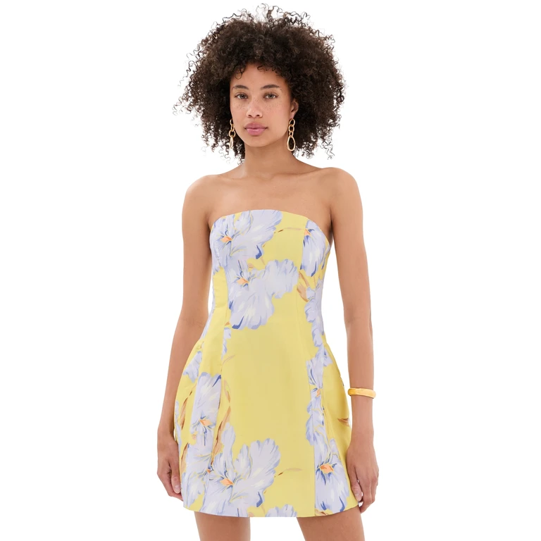 BARDOT Karoline Hour Glass Mini Dress Yellow Floral 10
