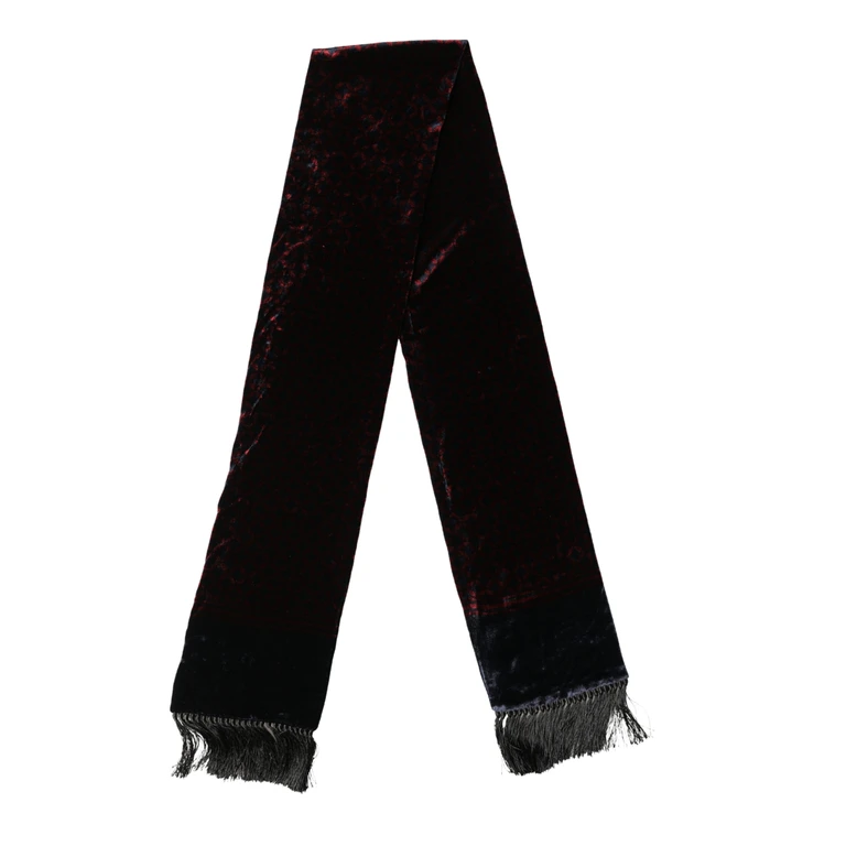 Black Red Rayon Geometric Pattern Fringe 140cm X 16cm Scarf And - Men