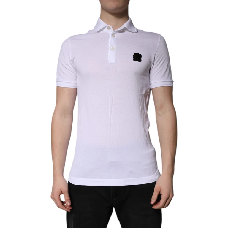 Dolce & Gabbana White Cotton Logo Collared Polo T-Shirt - Men