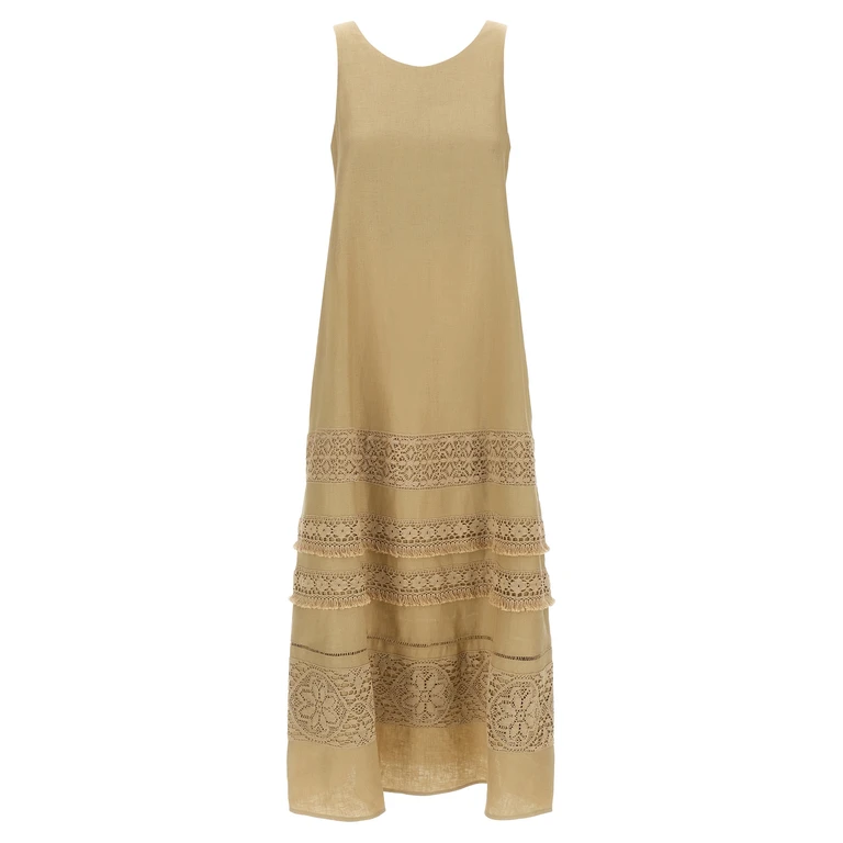 Max Mara Beige Linen Long Dress - Women