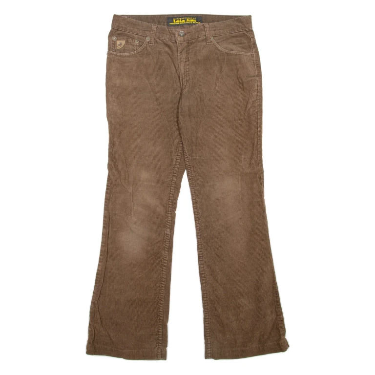 LOIS JEANS Womens Corduroy Trousers Brown Regular Flared W32 L28