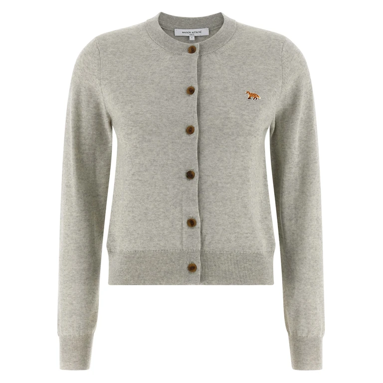 Maison Kitsuné Gray Virgin Wool Cardigan Clothing - Women