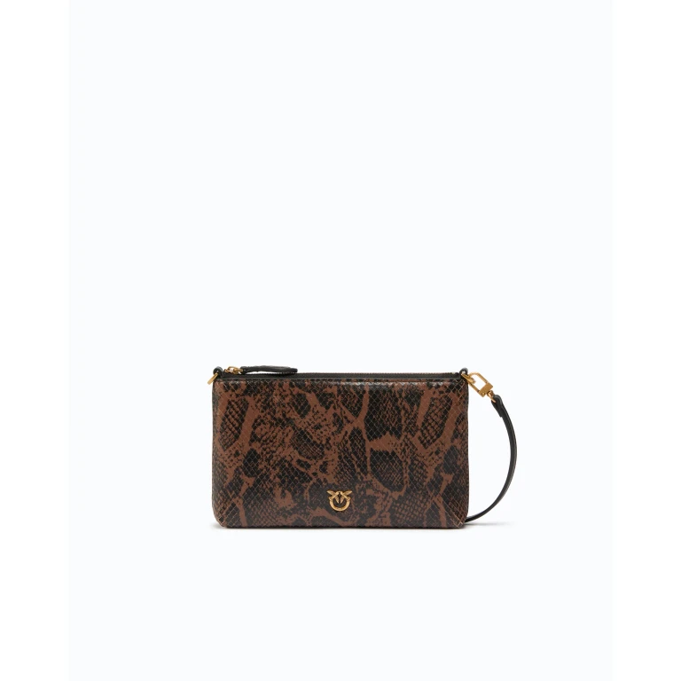 Pochette à bandoulière Mini Flat Horizontal en cuir embossé python