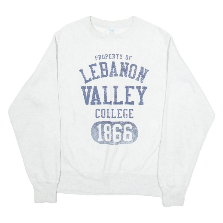 CHAMPION Lebanon VAlley College Mens Sweatshirt Grey USA S