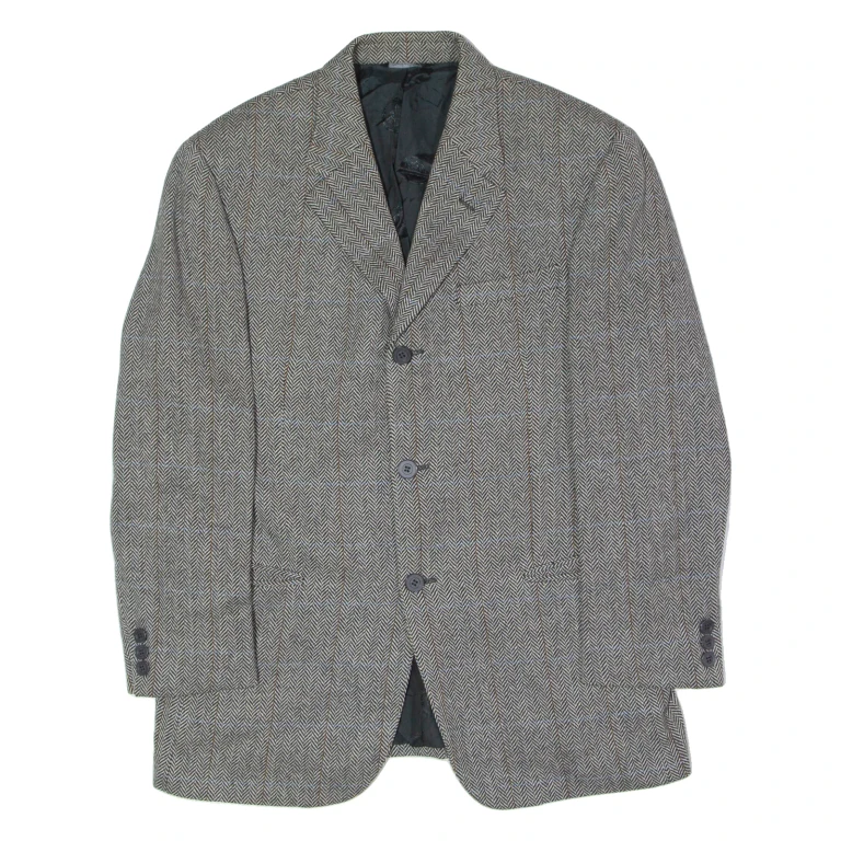 VERSUS VERSACE Mens Blazer Jacket Black Flannel Wool Herringbone L