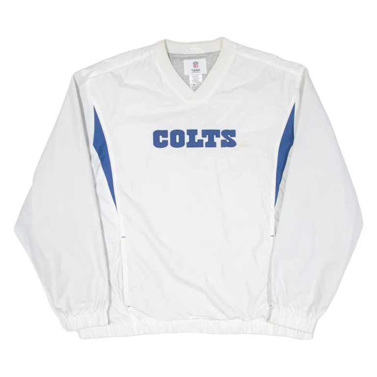 NFL Colts Mens Sweatshirt White V-Neck USA L