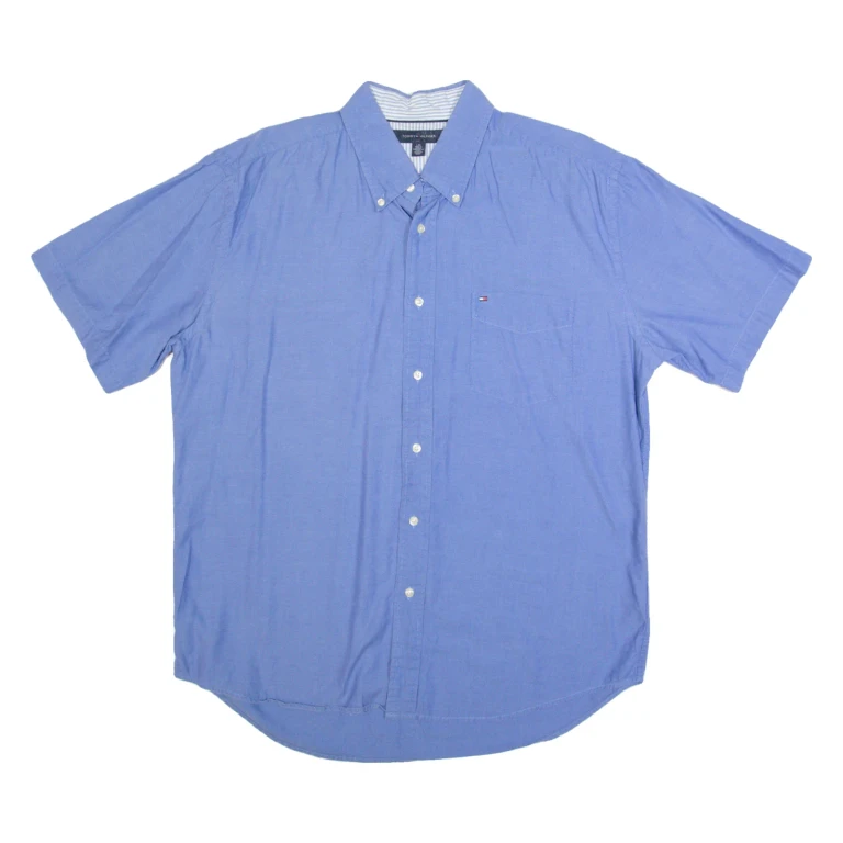 TOMMY HILFIGER Mens Plain Shirt Blue L