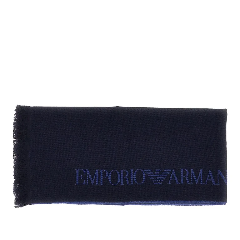 EMPORIO ARMANI Jacquard logo wool scarf Man One Size