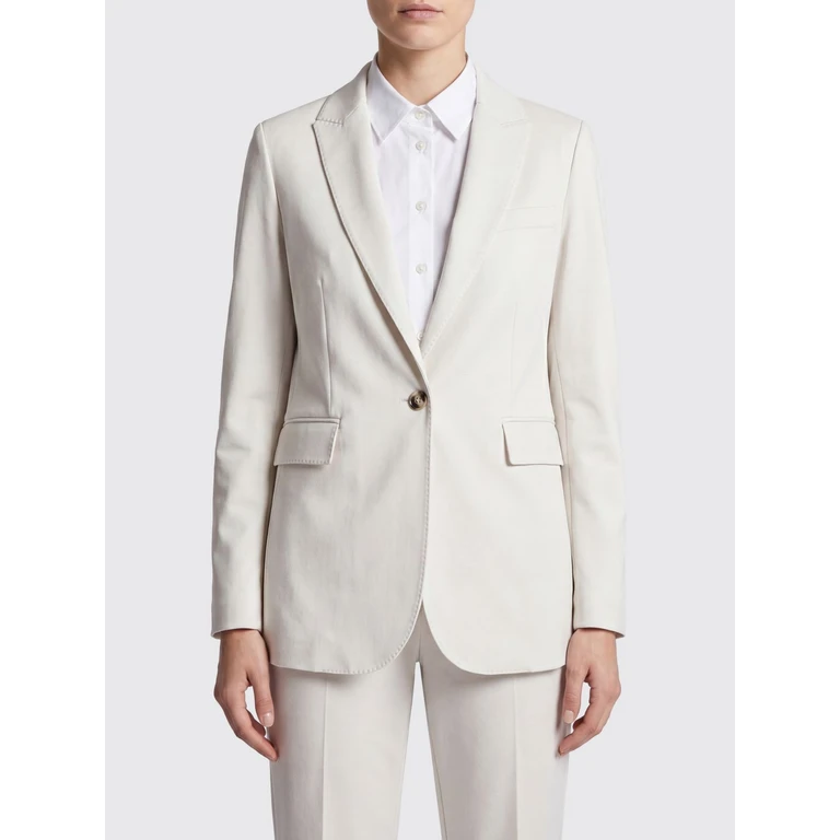 Single-Breasted Cropped Cotton Blazer with Lapels (FD3817621)
