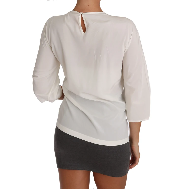 Dolce & Gabbana White Silk #dgfamily Blouse T-Shirt - Women