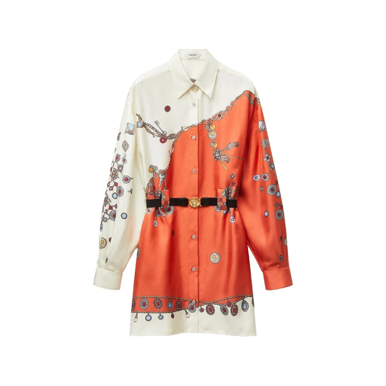 Printed Silk Twill Mini Dress