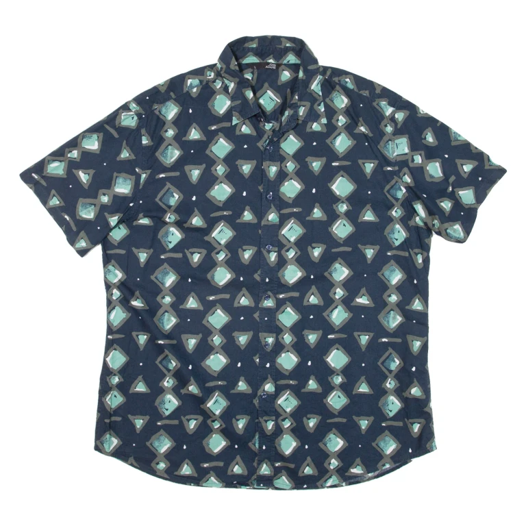 JOHN ADAMS Mens Shirt Blue Crazy Pattern L
