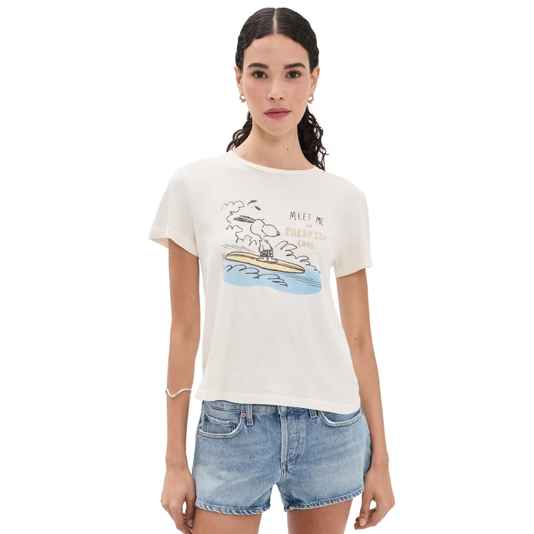 RE/DONE Classic Tee Snoopy Hang Ten Vintage White XS
