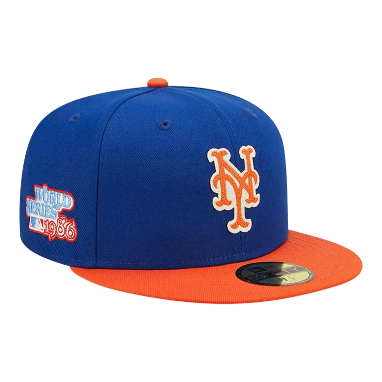 59Fifty MLB New York Mets Letterman Fitted Hat Blue/Orange