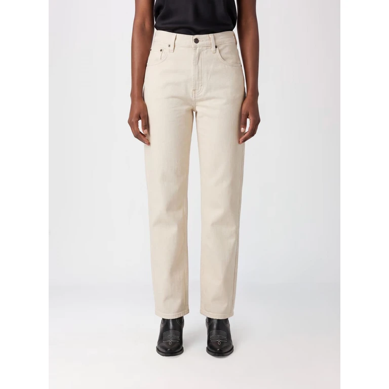 High-Waisted Straight Fit Cotton Denim Jeans (2231B1542ALMND)