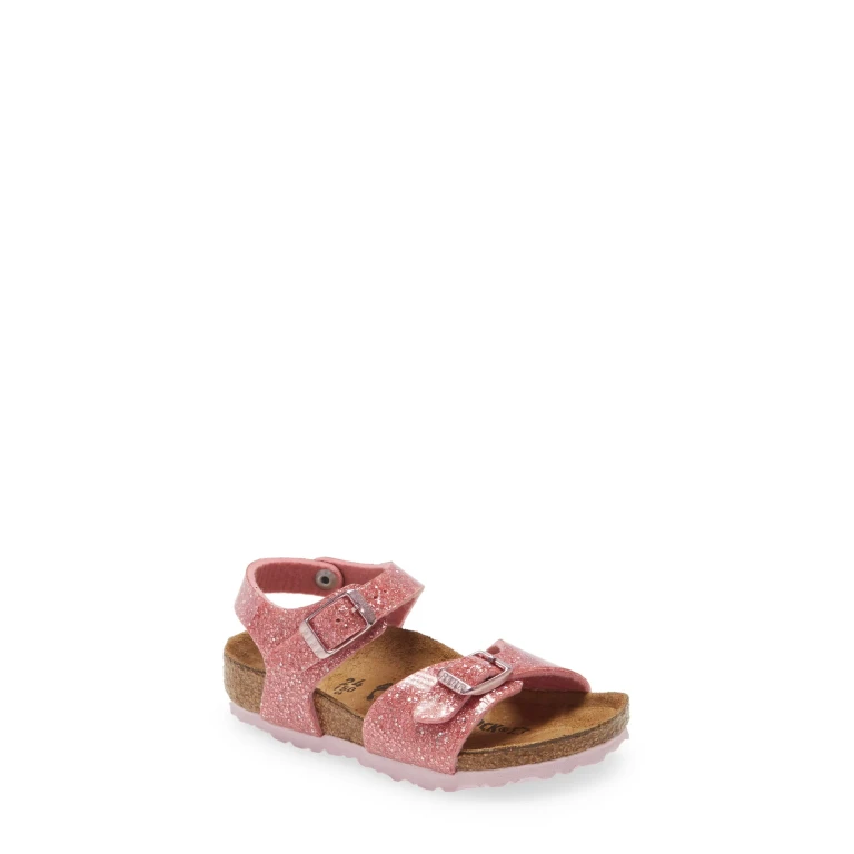 Rio Kids Plain Birko-Flor Leather Cosmic Sparkle Old Rose