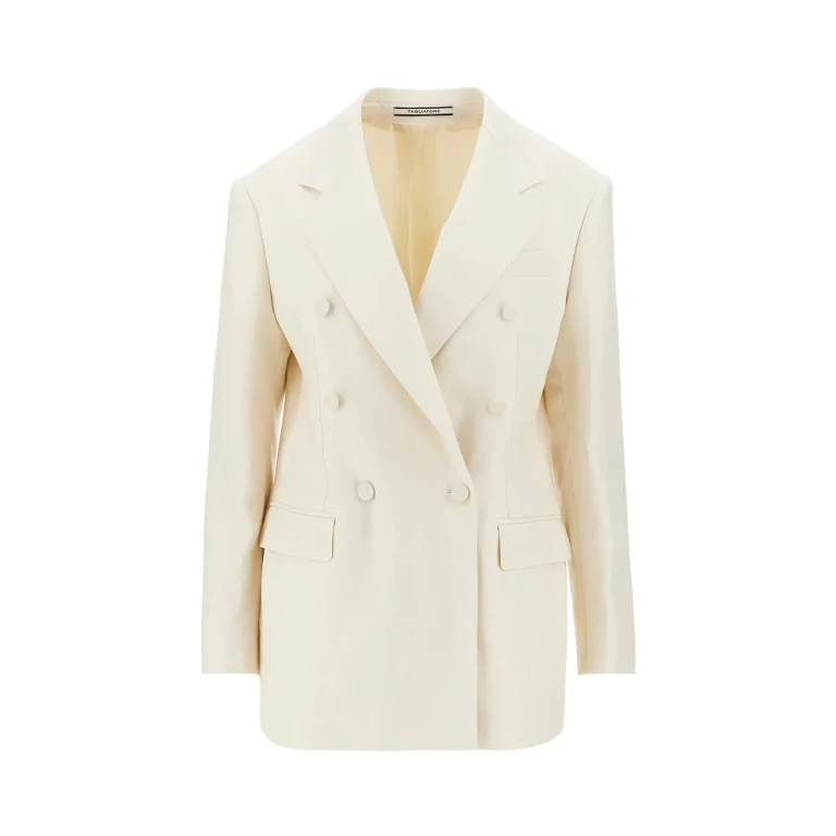 TAGLIATORE Double-breasted linen twill jacket Woman 40