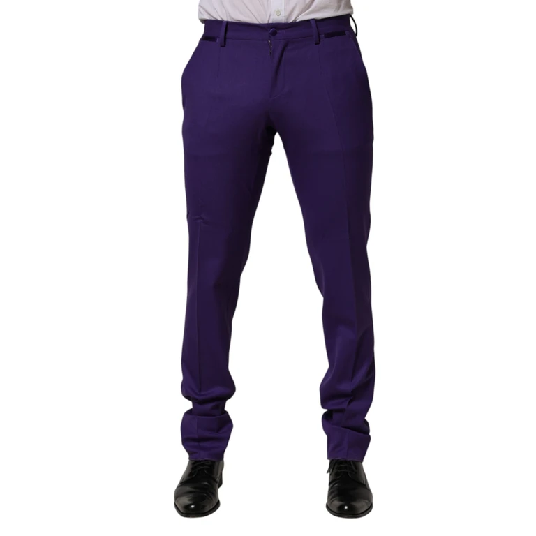Dolce & Gabbana Purple Wool Skinny Dress Men Trouser Pants Silk Elastane. Polyester - Men