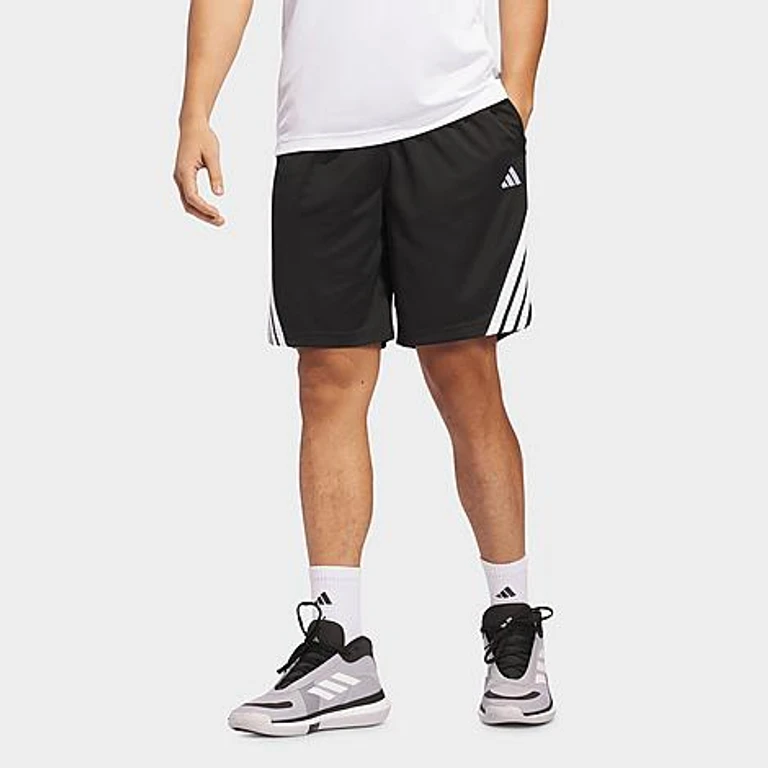 adidas Men's Legends 3-Stripes Basketball Shorts in Black/White Size: S 7