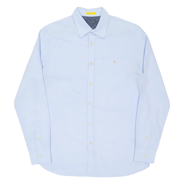 TED BAKER Mens Plain Shirt Blue Long Sleeve L (NN2-251124-5338)