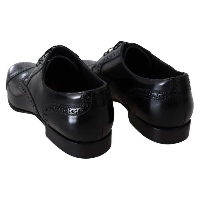 Dolce & Gabbana Black Leather Men Derby Formal Loafers Shoes - Men