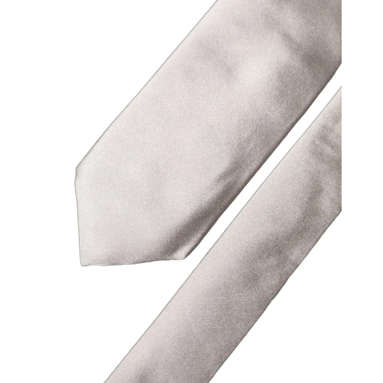 Dolce & Gabbana Light Gray Silk Satin Wide Adjustable Men Necktie Tie - Men