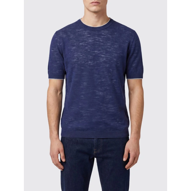 Crewneck T-Shirt in Linen Blend with Ribbed Edges (203CD0197056)