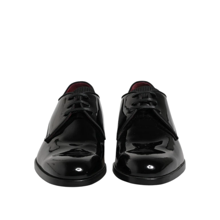 Black Leather Lace Up Men Derby Formal Shoes Calfskin - Men