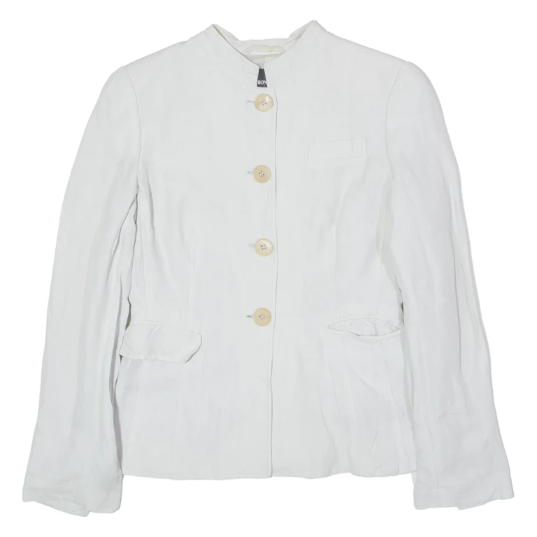 EMPORIO ARMANI Womens Blazer Jacket Grey Linen UK 14