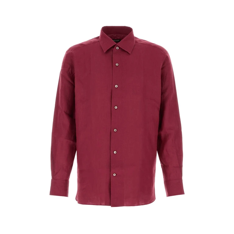 Zegna Navy Blue Linen Shirt B07g Exterior: Camicie - Men