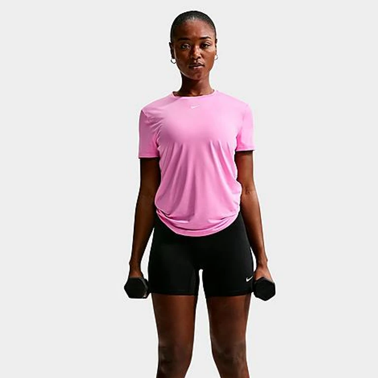 Nike Women's One Classic Dri-FIT Short-Sleeve T-Shirt in Light Magenta/White Size: XXS