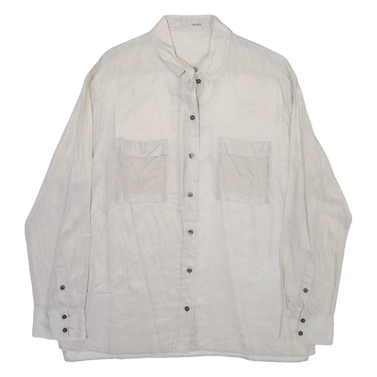 MARC CAIN Womens Plain Shirt Grey Viscose Long Sleeve L