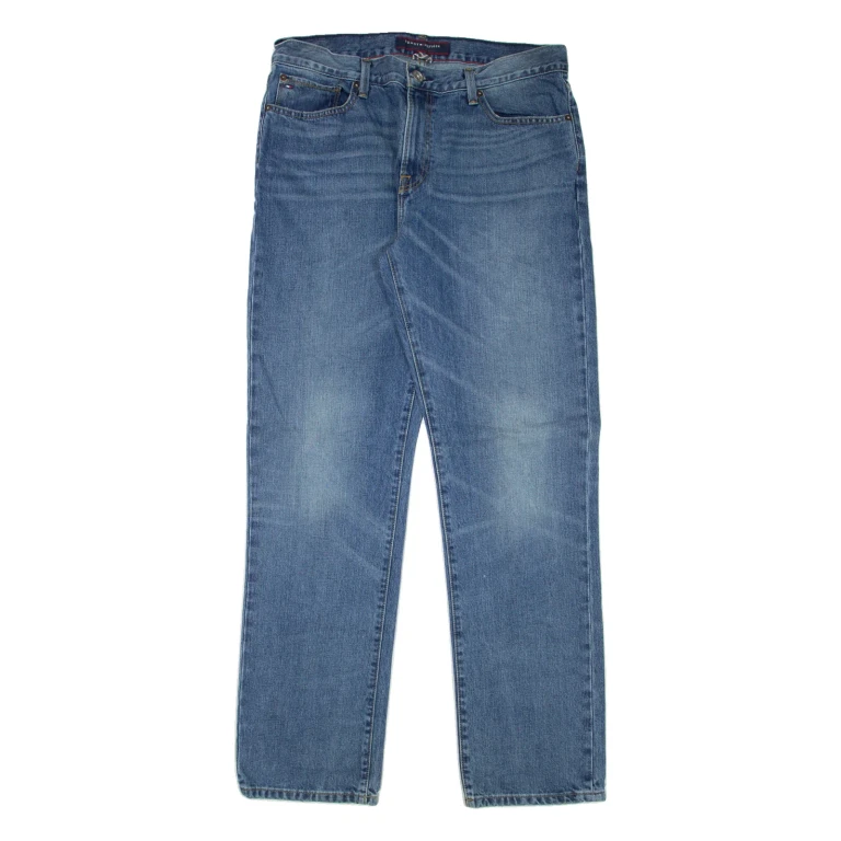 TOMMY HILFIGER Mens Jeans Blue Regular Straight Stone Wash W34 L34