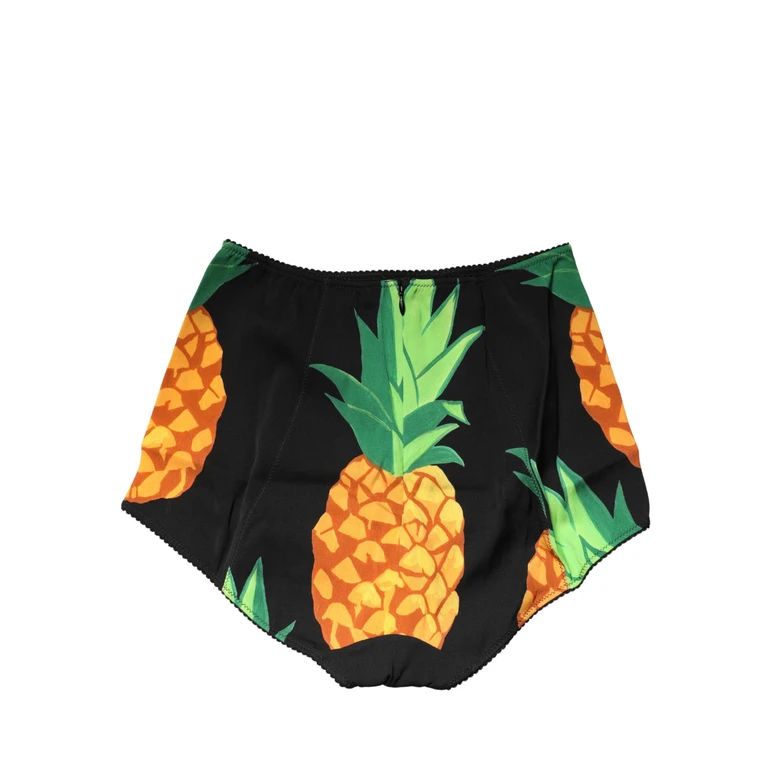 Dolce & Gabbana Black Pineapple High Waist Girdle Panty Underwear Silk Elastane Clothing - Women