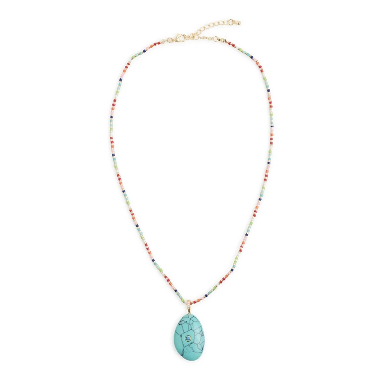 By Adina Eden Multicolor Beaded Drop Necklace Multicolor One Size