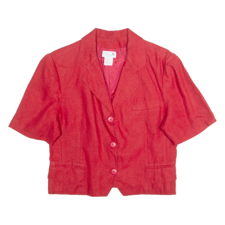 CARROLL Womens Blazer Jacket Red Linen 90s S
