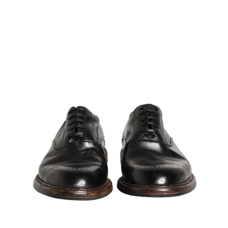 Dolce & Gabbana Black Calfskin Leather Oxford Dress Shoes Calf - Men