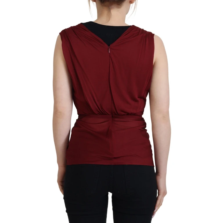 Dolce & Gabbana Bordeaux Silk Stretch Top Vest Blouse - Women