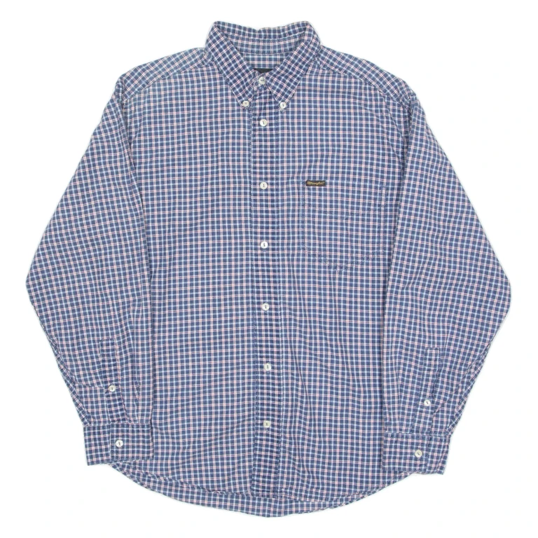 WRANGLER Mens Shirt Blue Check Long Sleeve M