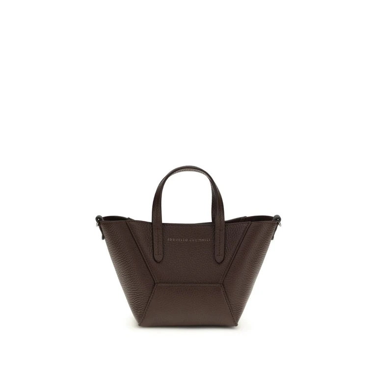 Brunello Cucinelli Bordeaux Calf Leather Bos Taurus Shoulder Bag - Women