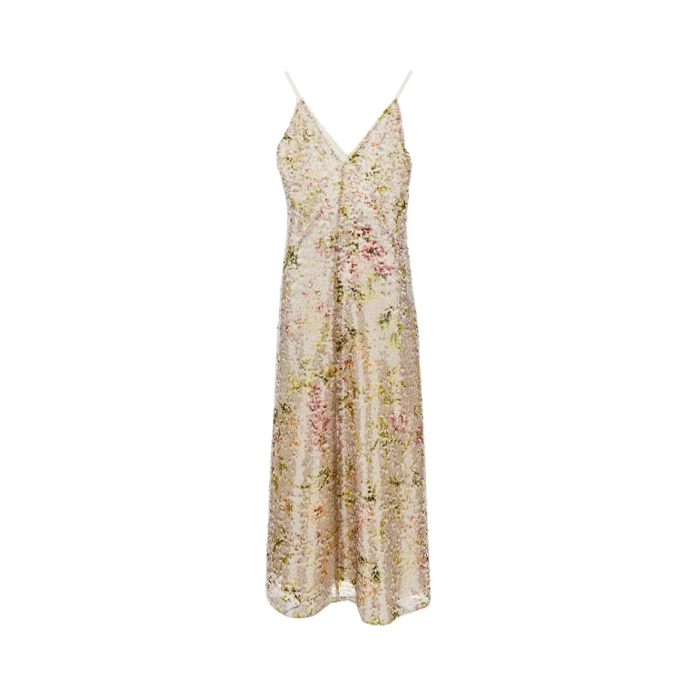 ALBERTA FERRETTI Floral sequinned dress Woman 40