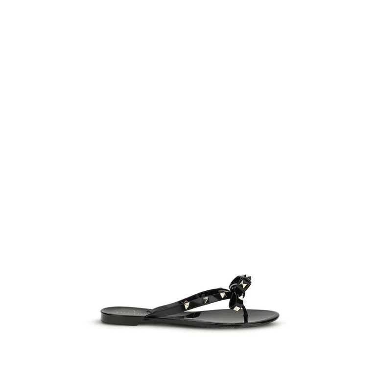 Valentino Garavani Black Cotton Flip-Flop Sandals - Women