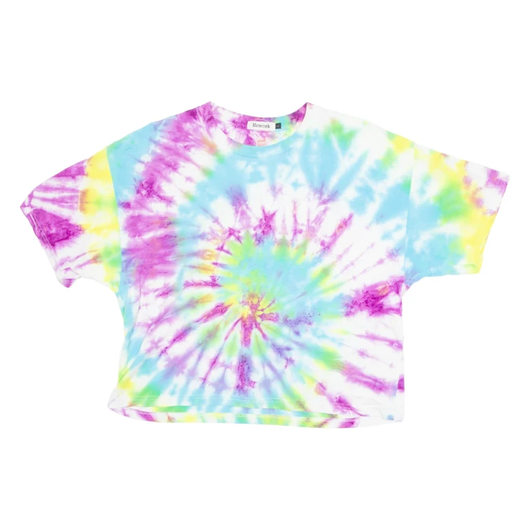 REWORK Womens Tie Dye T-Shirt Blue Crew Neck L