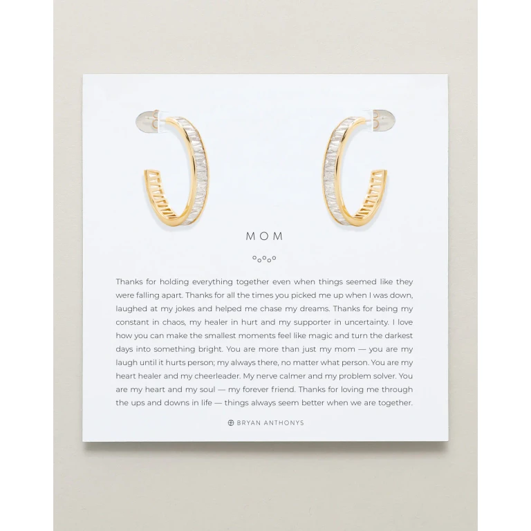 Mom Baguette Midi Hoop Earrings