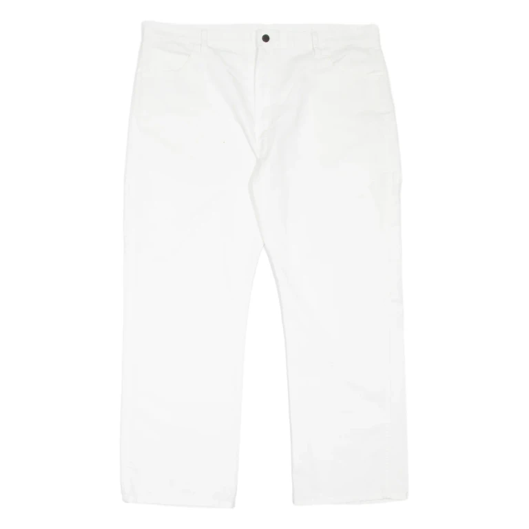 DICKIES Carpenter Workwear Mens Trousers White Relaxed Straight W40 L30