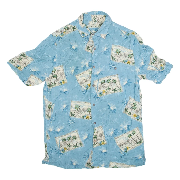 BATCK BAY Mens Hawaiian Shirt Blue Floral S