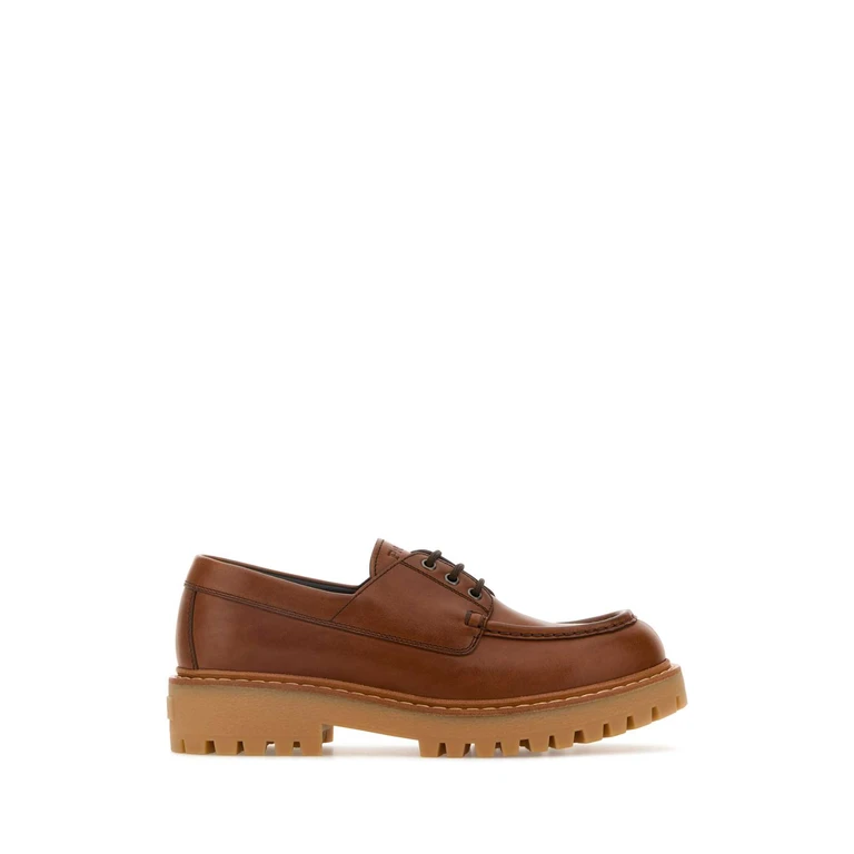 Prada Caramel Leather Lace-Up Shoes Cognac Vitello Scarpe Stringate - Men