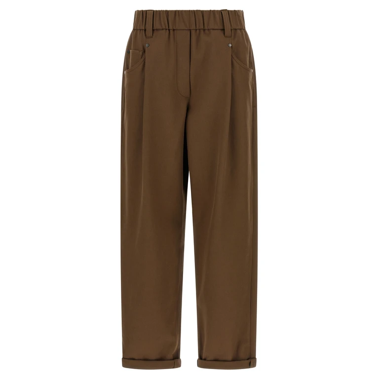 Brunello Cucinelli Brown Cotton Casual Pants - Women