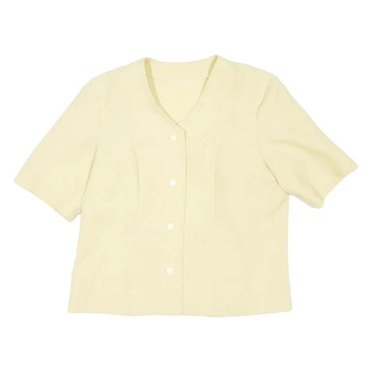 Short Sleeved Womens Blazer Coat Yellow L