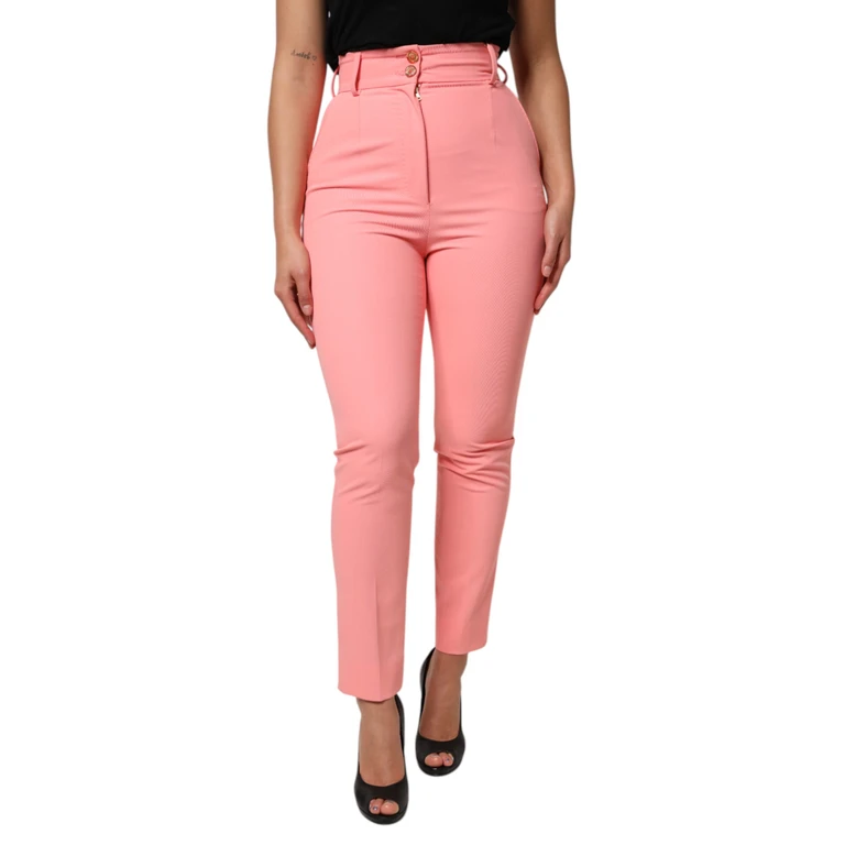 Dolce & Gabbana Pink High Waist Dress Tapered Pants Polyester Viscose Elastane - Women